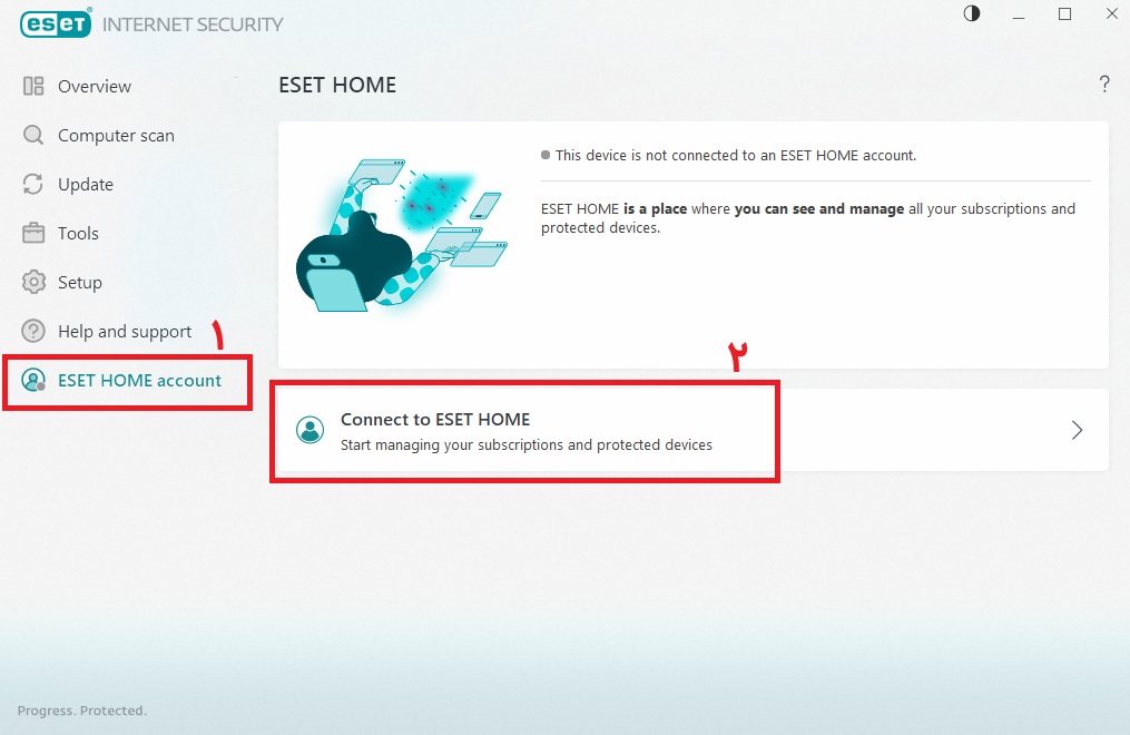 آموزش اتصال نرم افزار ESET به اکانت Eset home